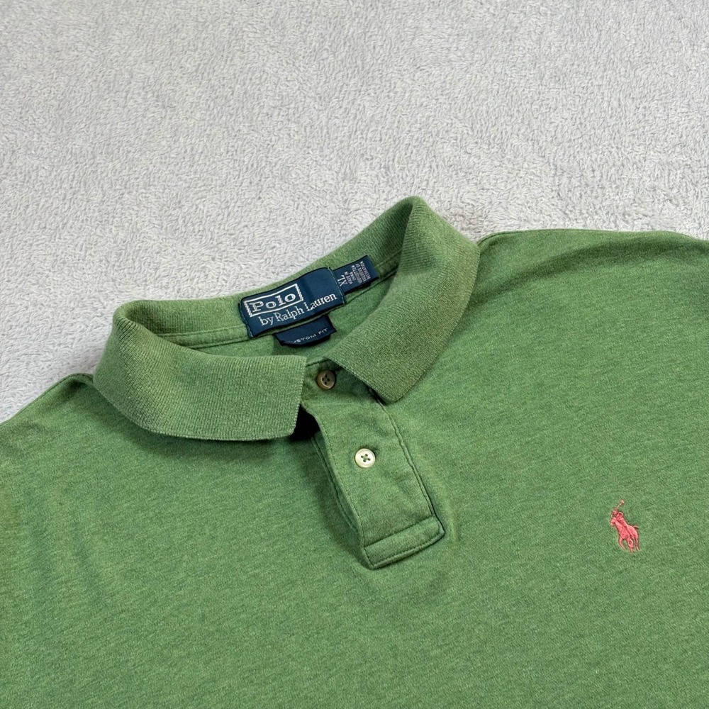 Polo Ralph Lauren Polo Shirt Mens Green Custom Fit Pony Logo Short Sleeve XL